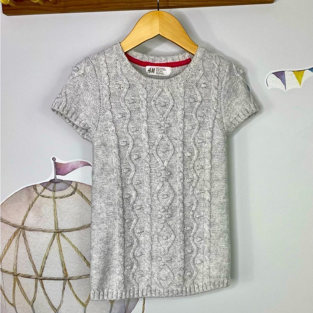 H&M Cotton Blend Milk Grey Little Girl’s Knitted Dress in  Size 18-24 Months